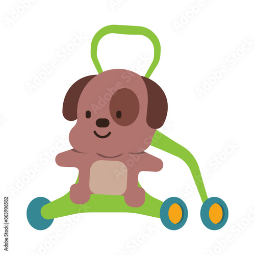 Toddler walker toy vector cartoon illustration isolated on a white background.