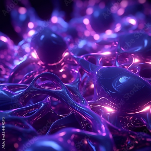 abstract art background, purple lights, photorealistic, highly detailed, beautiful cinematic lighting, lumen reflections, tone mapping, shaders, diffraction grading 3d, octane render.