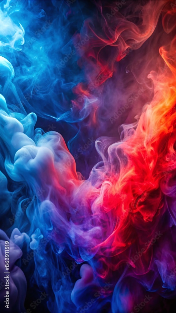Dramatic Smoke and Fog Background in Vivid Red and Blue Dramatic Smoke and Fog Background in Vivid Red and Blue