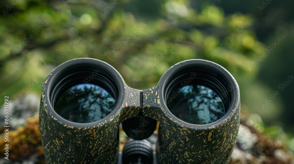 A close-up of a pair of binoculars, symbolizing the exploration and observation of nature.