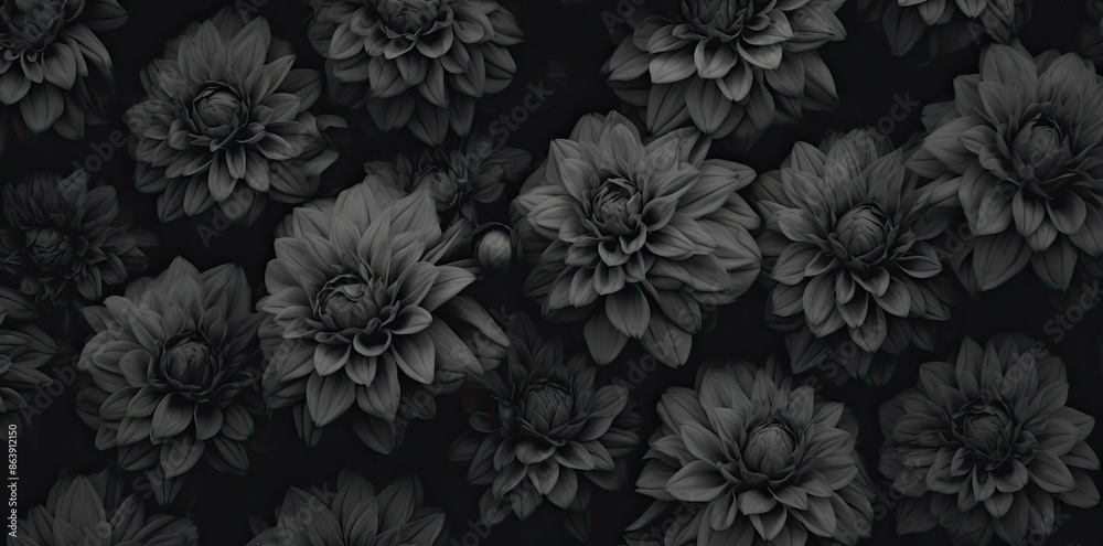 Black and White Dahlia Flower Illustration Black and White Dahlia Flower Illustration