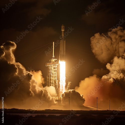 A powerful Falcon Heavy roc...