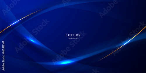 blue abstract background with luxury golden elements vector illustration