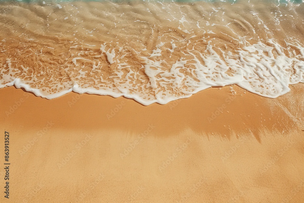 Sandy beach background top view with visible sand texture. Backdrop for ...