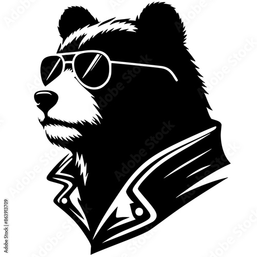 Silhouette portrait of a bear wearing glasses