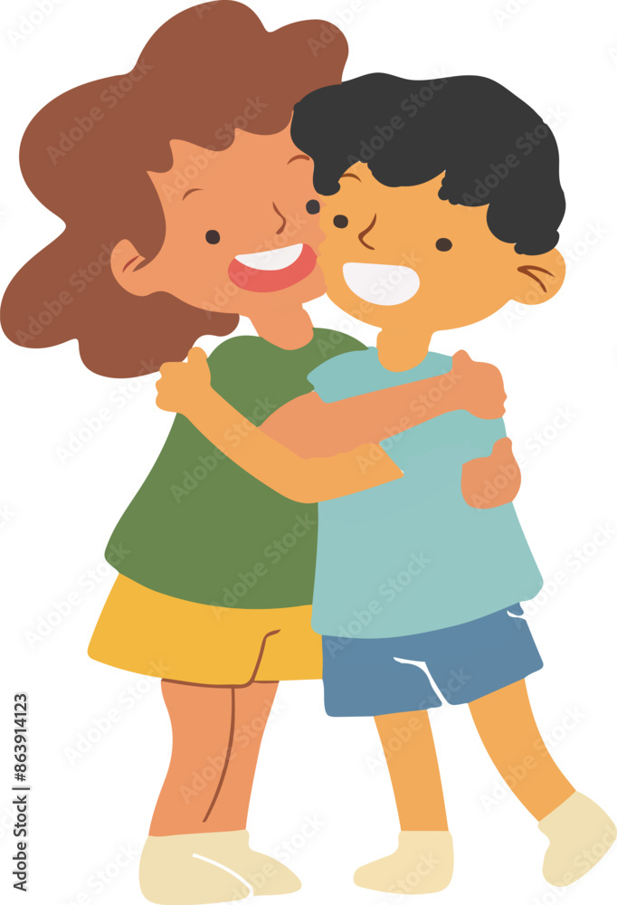 Two children hugging each other Two children hugging each other