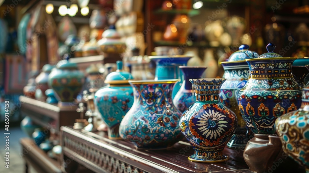 Fototapeta premium Colorful Turkish Ceramics in Market