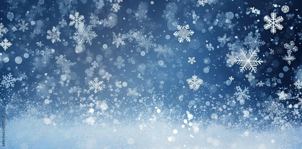Blue Abstract Background with Falling Snowflakes Illustration Blue Abstract Background with Falling Snowflakes Illustration