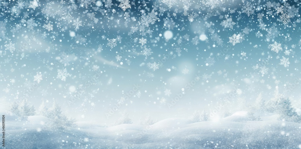 Obraz premium Winter Wonderland Illustration with Falling Snowflakes