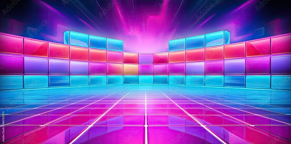 Abstract 3D Background with Neon Lights and Geometric Shapes Abstract 3D Background with Neon Lights and Geometric Shapes