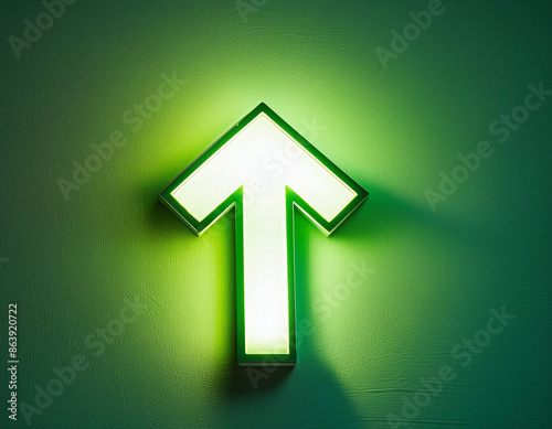 Illuminated green arrow pointing upwards