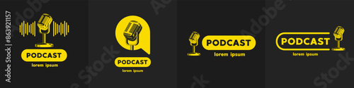 Podcast radio logo icon. Vector illustration.