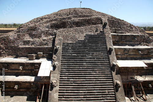 Detail of Ancient ruins of the Aztec and Pyramids at Teotihuacan, Mexico photo