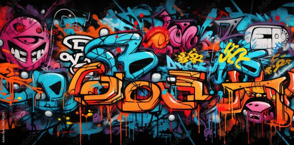 Naklejka premium Colorful Graffiti Art Illustration