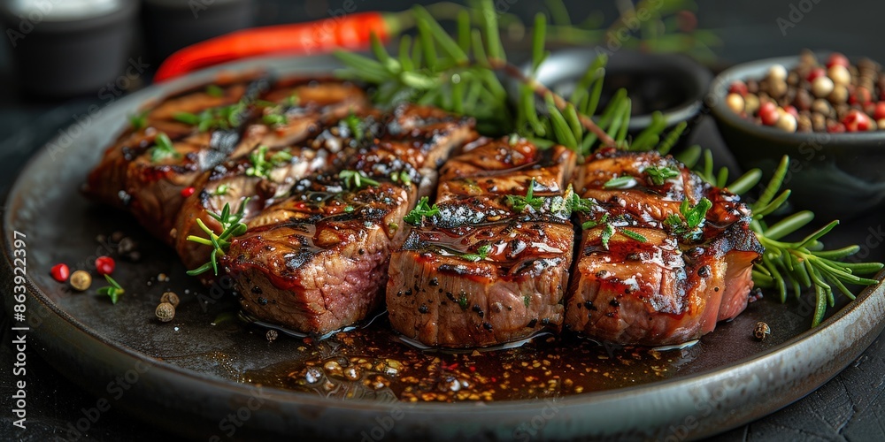 Grilled Steak with Rosemary and Peppercorns Grilled Steak with Rosemary and Peppercorns
