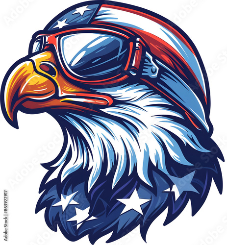American Eagle Biker Emblem Clipart, Sticker Classic Style Design