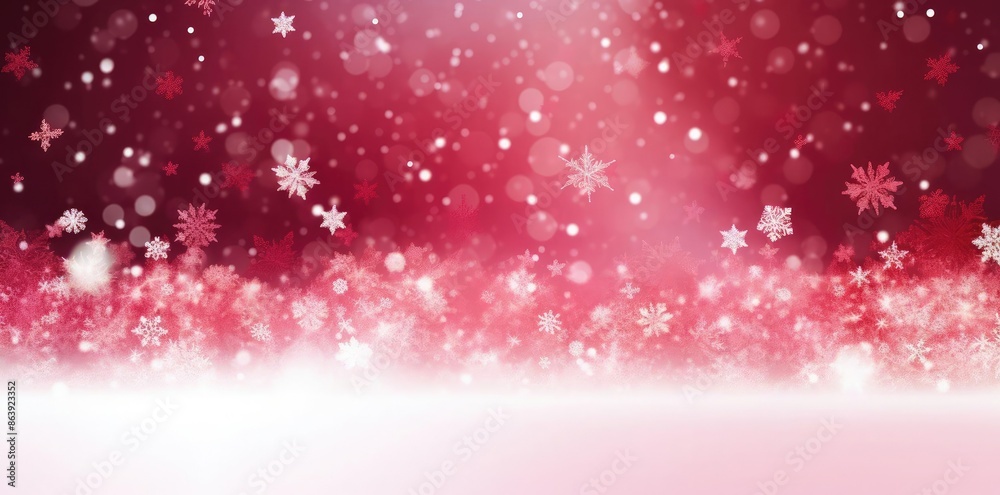 Red & White Snowflakes Falling Abstract Background Red & White Snowflakes Falling Abstract Background