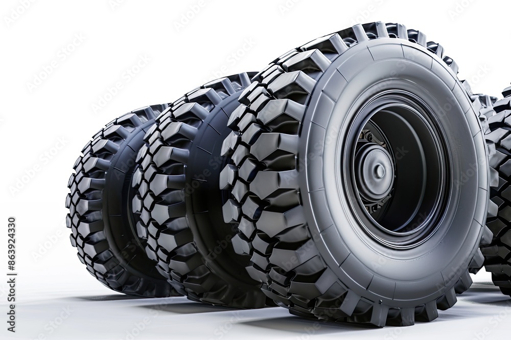 Obraz premium Truck tires isolated on a clean white background