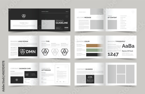 Brand Guideline Layout, Minimalist Luxury Brand Guide Template, Brand Identity Template, Brochure Template