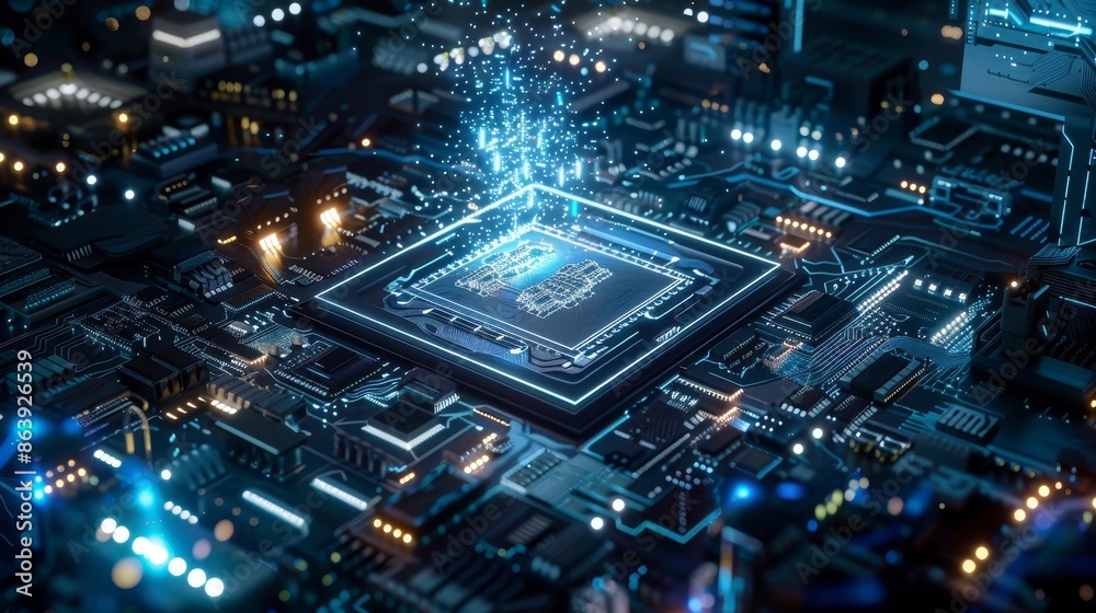 This is the Future World inside. Streams of data are being passed through the motherboard. Holograms will be created in the future. This is the Future World inside. Streams of data are being passed through the motherboard. Holograms will be created in the future.