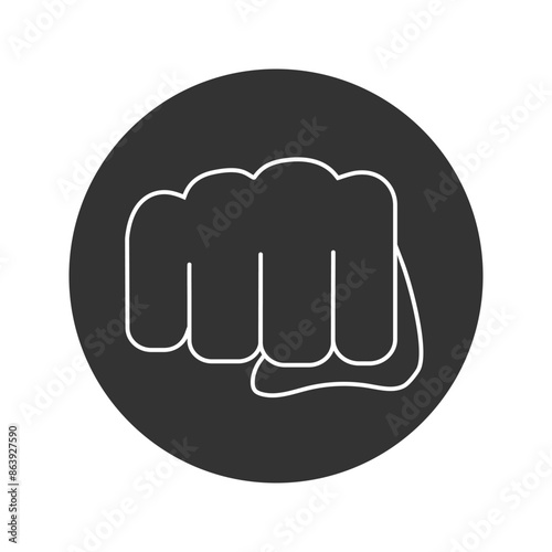 Hand fist emoticon line icon. Fist emoji raised protest concept icon vector