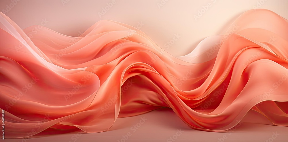 Abstract 3D Background with Wavy Orange Silk Fabric Illustration Abstract 3D Background with Wavy Orange Silk Fabric Illustration