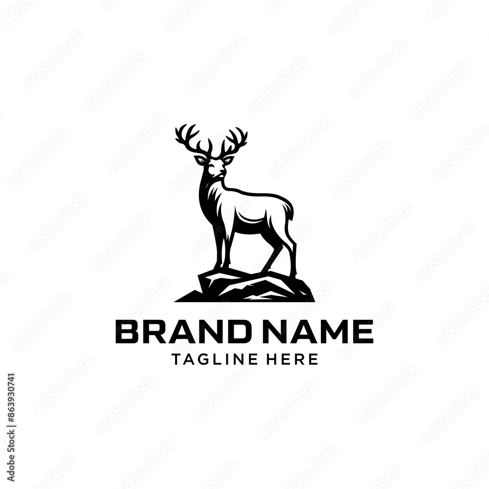 Horned Deer Logo Template Design. Simple Vector of Deer. Suitable for Hunting and Outdoor Activities Logos. Horned Deer Logo Template Design. Simple Vector of Deer. Suitable for Hunting and Outdoor Activities Logos.