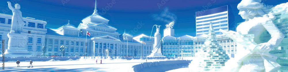 Obraz premium Snow Festival Sapporo: Ice Sculptures, Snow Statues, and Winter Wonderland in Hokkaido
