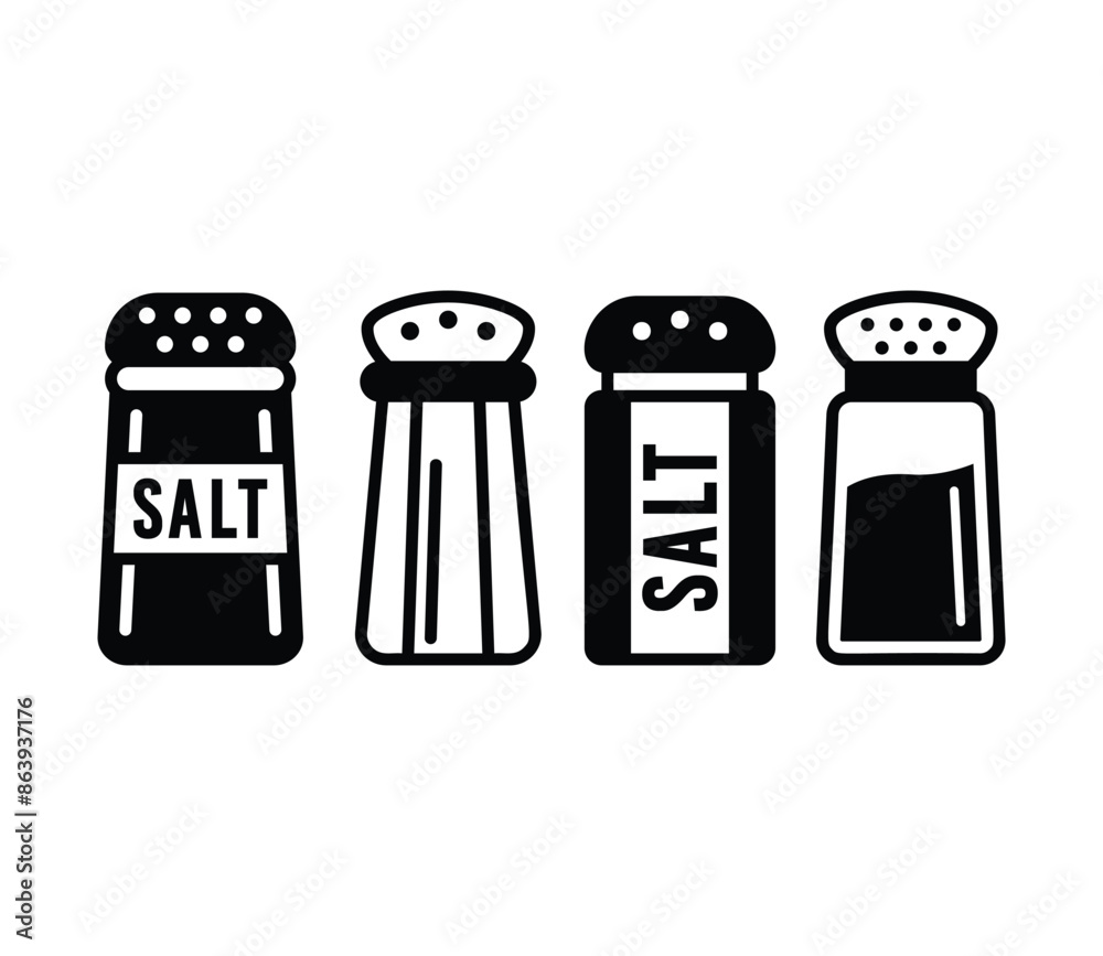 salt shaker bottle icons symbol vector design illustration black white color collection set salt shaker bottle icons symbol vector design illustration black white color collection set