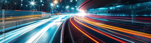 Abstract Cityscape with Blurry Light Trails