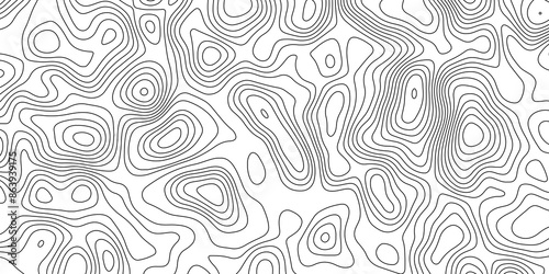 Abstract topographic contours map background. Topographic map and landscape terrain texture grid. Modern design with White background with topographic wavy pattern design. Black-white background.