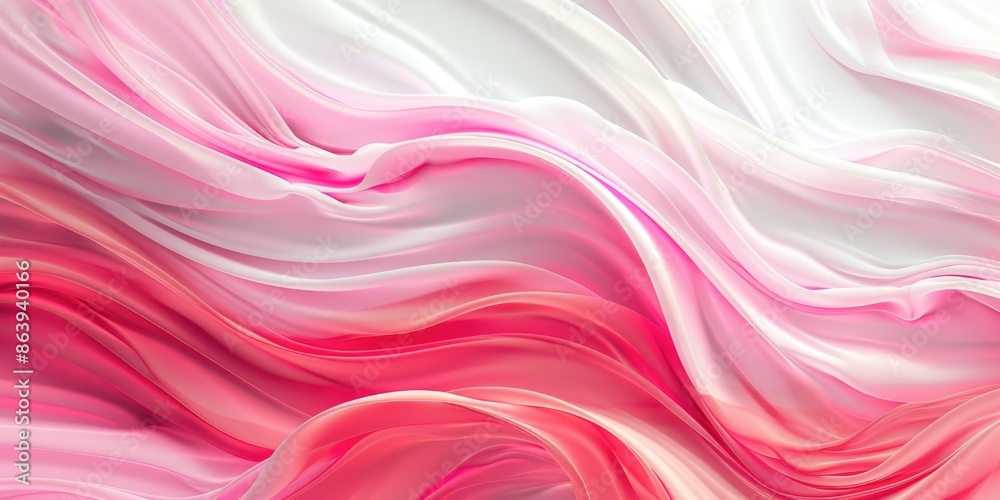Obraz premium A soft pink and white abstract background featuring flowing fabric textures