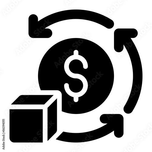 cash flow, product, logistics, supply chain, business, finance solid glyph icon