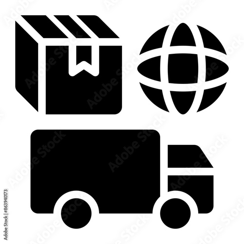 international logistics, global logistics, worldwide, international, logistics, freight, delivery glyph solid icon