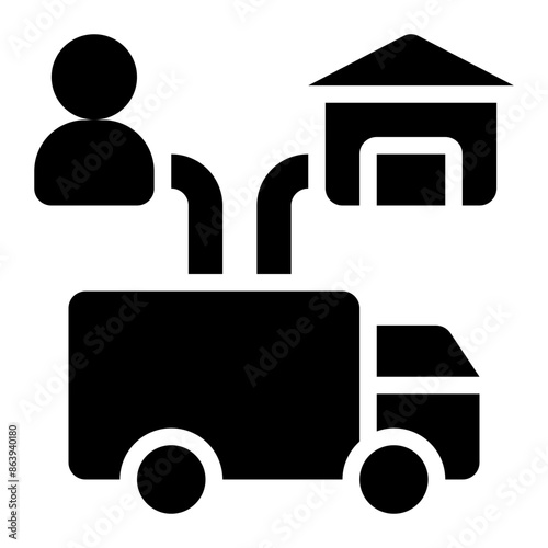 outbound logistics, logistics, supply chain, distribution, shipping, delivery, transportation solid glyph icon