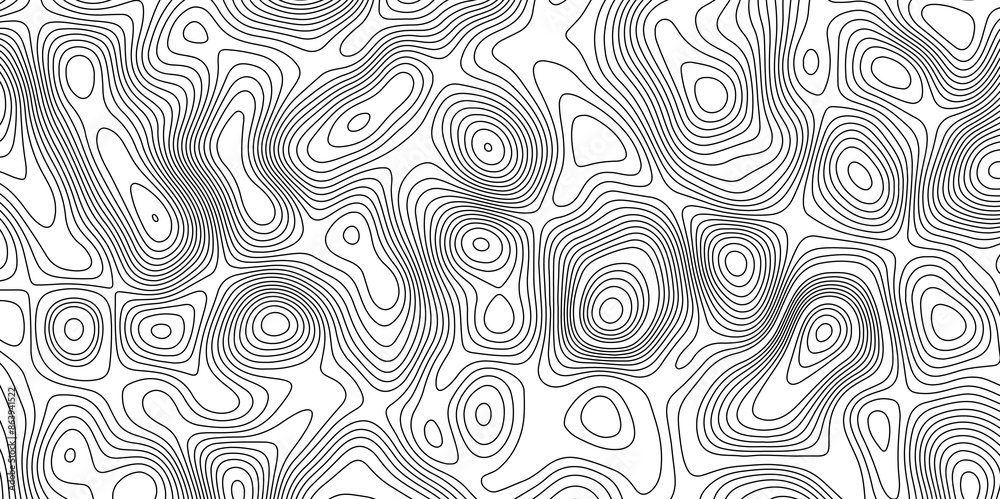 Fototapeta premium Abstract topographic contours map background. Topographic map and landscape terrain texture grid. Modern design with White background with topographic wavy pattern design. Black-white background.