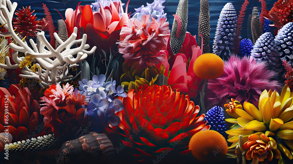 Naklejka premium Exotic plants and flowers