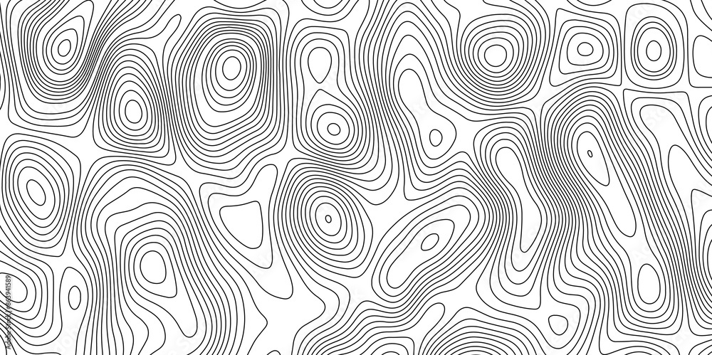 Abstract topographic contours map background. Topographic map and landscape terrain texture grid. Modern design with White background with topographic wavy pattern design. Black-white background.