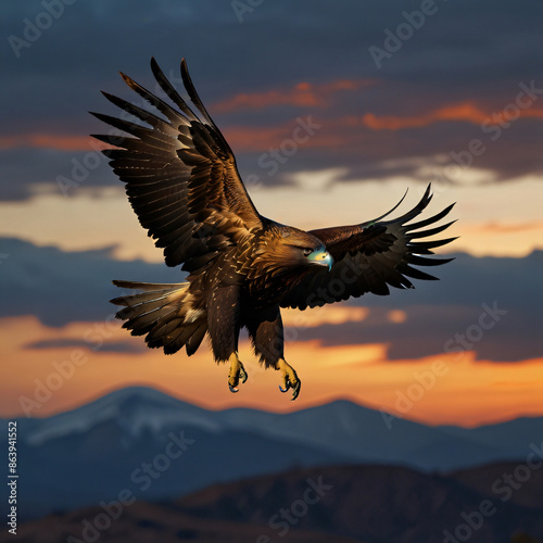 Eagle-Soaring-At-Sunset