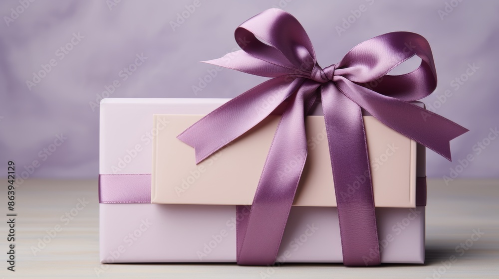 Elegant white gift voucher with red ribbon bow on grey background, ideal for gifting Elegant white gift voucher with red ribbon bow on grey background, ideal for gifting