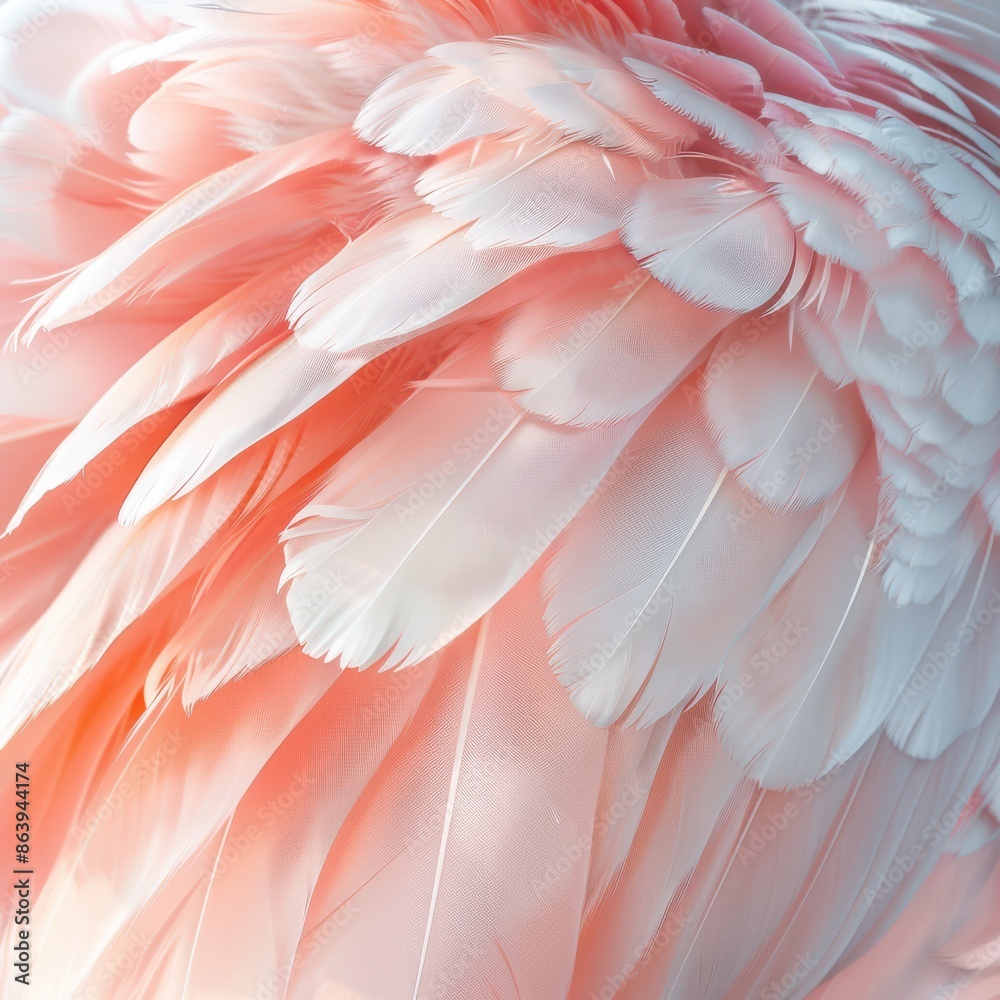 Soft pastel detail of bird wings, showcasing the delicate beauty of nature in a close-up shot. Soft pastel detail of bird wings, showcasing the delicate beauty of nature in a close-up shot.