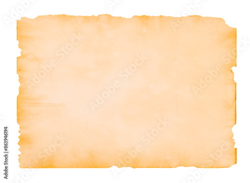 Plain yellowish brown beige grunge paper isolated on white background, Save clipping path.
