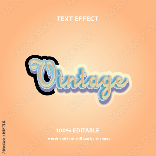 vintage theme graphic text effect, changeable word for your design