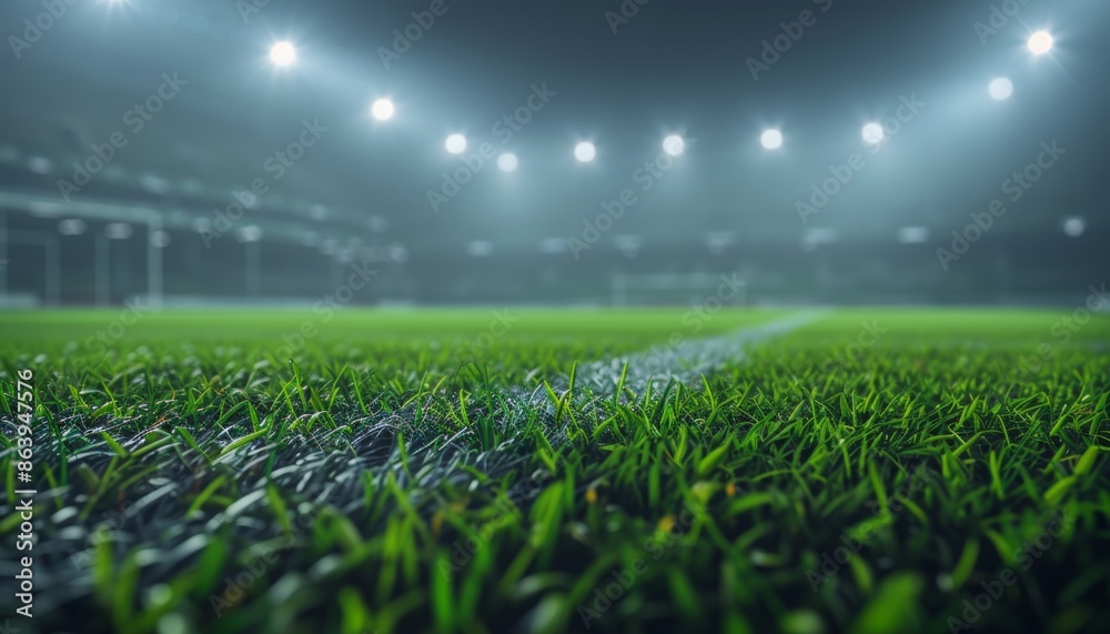 Obraz premium Veiled in enigmatic mist, the soccer field creates a mysterious and captivating evening ambiance