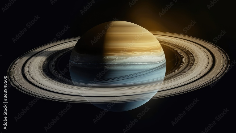 A striking photo of the planet Saturn against a deep black background A striking photo of the planet Saturn against a deep black background