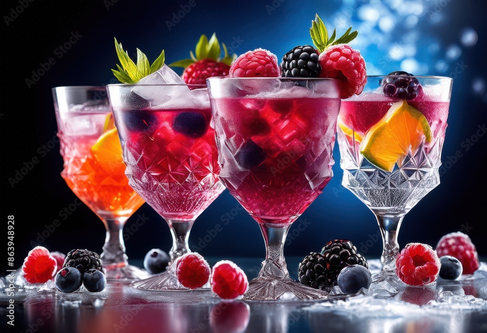 refreshing frozen berry cocktails fresh berries glass surface, drink, cold, icy, tasty, delicious, fruity, mixed, colorful, alcoholic, beverage, red, blue refreshing frozen berry cocktails fresh berries glass surface, drink, cold, icy, tasty, delicious, fruity, mixed, colorful, alcoholic, beverage, red, blue