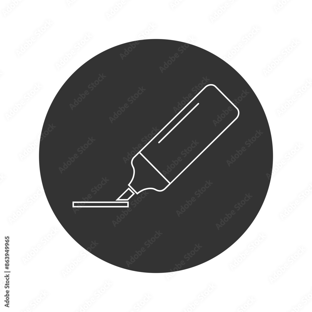 Marker pen line icon in modern flat style. Vector illustration Marker pen line icon in modern flat style. Vector illustration