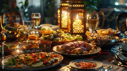 Festive table served with traditional dishes