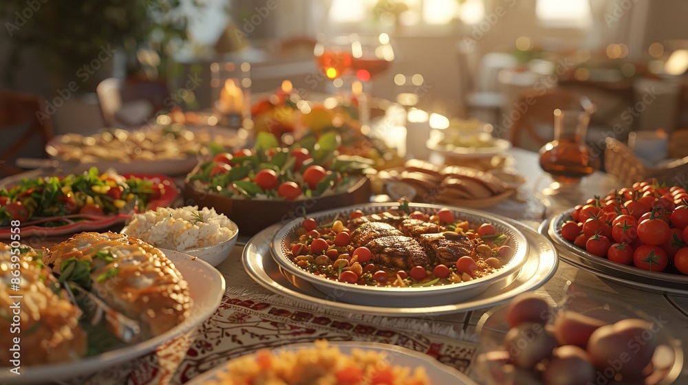 Festive table served  with traditional dishes
