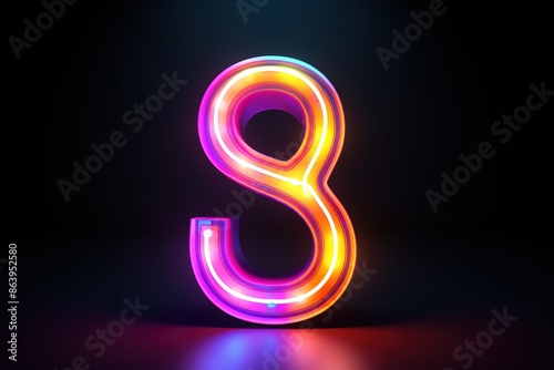 Wallpaper Mural 3d rendering of glowing number 9 in the dark. number two sign with neon retro light. 3d illustration with glass gradient material Torontodigital.ca